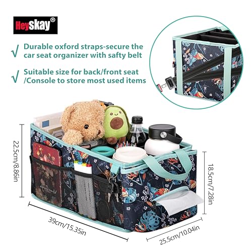 HEYSKAY Car Organizer with Tissue Box, Coffee Cup Drink Holder, Toy Books Storage for Car (Grey) - color: Grey