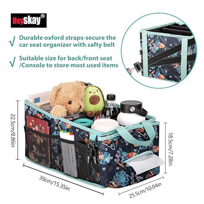 HEYSKAY Car Organizer with Tissue Box, Coffee Cup Drink Holder, Toy Books Storage for Car (Grey) - color: Grey