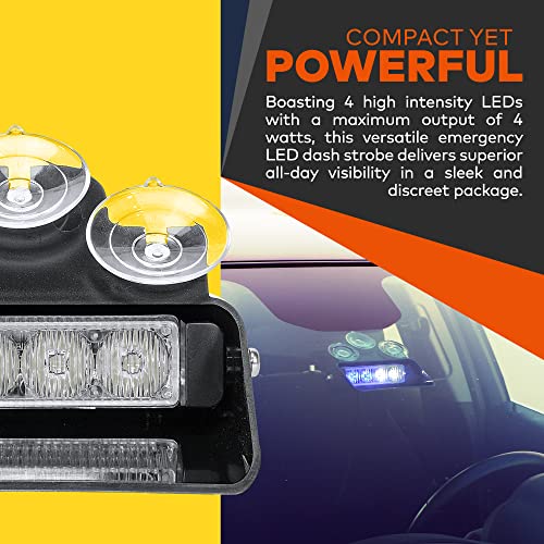 LAMPHUS SolarBlast SBWL14 4W Green LED Warning Strobe Dash Light [32 Flash Modes] [Adjustable Angle] [Suction Cups] Green Flashing Emergency Dash Windshield Light for Truck Vehicles - color: Green