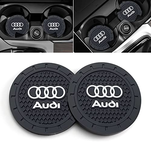 Car Cup Holder Coaster Compatible with Audi A3 RS3 A4 A5 A6 A7 RS7 A8 Q3 Q5 Q7 R8 Recessed Silicone Cupholder Coaster Interior Accessories 2.75in 2Pack - color: Black-06