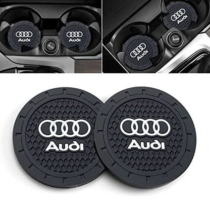 Car Cup Holder Coaster Compatible with Audi A3 RS3 A4 A5 A6 A7 RS7 A8 Q3 Q5 Q7 R8 Recessed Silicone Cupholder Coaster Interior Accessories 2.75in 2Pack - color: Black-06