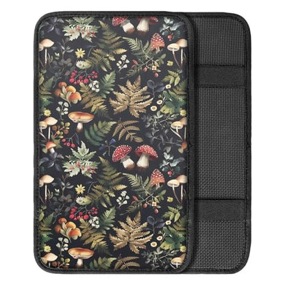 Dreaweet Car Armrest Cover Pad Black Center Console Cover Replacement for Car SUV Truck Sedan,Cute Mushroom Car Accessories for Women Girly - color: Mushroom Leaf