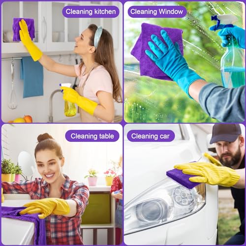 Tallew 15 Pcs 15 Pcs Car Microfiber Towels Buffing Drying Wash Cleaning Cloths Plush Large Towels Thick Care Polishing Detailing Waxing Scratch Proof Towel, 15.75 x 15.75 Inch (Purple) - color: Purple