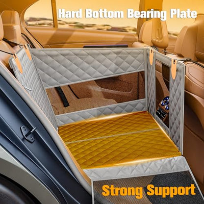 PETICON Large Dog Car Seat, Back Seat Extender for Dogs with 3 Mesh Windows, Waterproof Medium Carseat for Dogs with Hard Bottom, Pet Seat Cover for Cars, Trucks and SUVs (Gray) - color: Gray