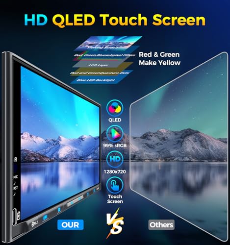 PLZ 7" Wireless Double Din Car Stereo Apple Carplay Radio QLED Screen for Car, Android Auto, Bluetooth 5.3, Fast Charger, 1080P Backup Camera, 4.2 Channel Outputs 240W, 2 Subwoofer - size: 7"