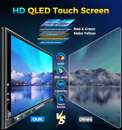 PLZ 7" Wireless Double Din Car Stereo Apple Carplay Radio QLED Screen for Car, Android Auto, Bluetooth 5.3, Fast Charger, 1080P Backup Camera, 4.2 Channel Outputs 240W, 2 Subwoofer - size: 7"