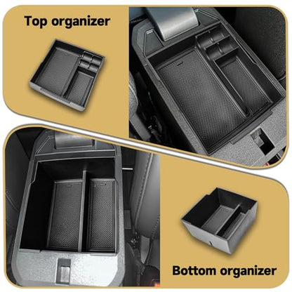 2PCS Center Console Organizer Compatible with Ford Maverick 2022 2023 2024 2025 2026 Accessories, Storage Box Insert Tray Set for Maverick XL XLT Lariat Pickup Truck (Upper and Lower)
