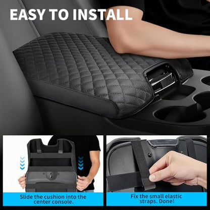 Center Console Armrest Cover for 2013-2018 Ram 1500 & 2013-2024 Ram 2500/3500/1500 Classic Model (ONLY for Jump Seat Console), Premium Leather Car Console Cover - size: 2013-2018 Ram 1500 (Jump Seat Console)