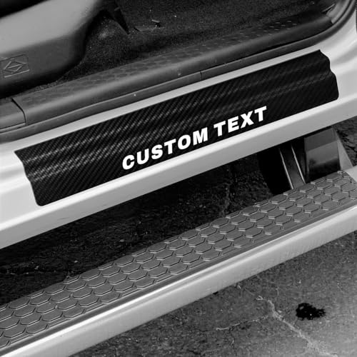 4 Pcs Custom Text Carbon Fiber Car Door Sill Scuff Plate Auto Door Entry Guard Scratch Shield for GMC Sierra 2500HD Auto Accessories (Custom Text, 2500HD) - color: Custom Text, size: 2500HD