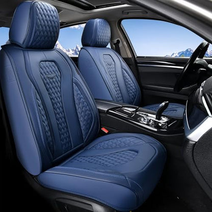 Coverado Seat Covers, Car Seat Covers Front Seats, Blue Car Seat Cover, Waterproof Car Seat Covers, Car Seat Cushion, Front Car Seat Covers Leatherette Car Seat Protector Universal Fit Most Cars - color: Blue, size: FrontPair
