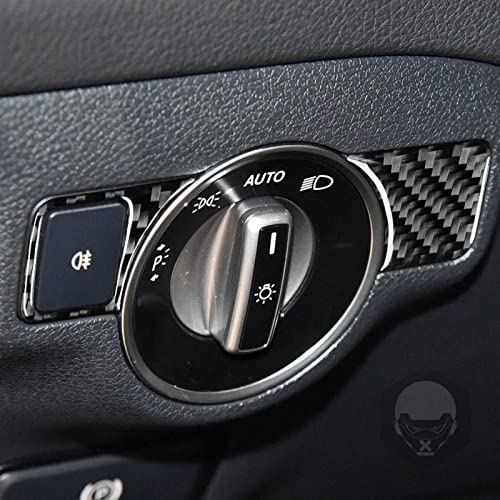 NVCNX Carbon Fiber Compatible with Mercedes-Benz C-Class W204 C250 C300 C350 C63 AMG 2011 2012 2013 2014 Sedan /2012-2015 Coupe Accessories Dash Headlight Switch Cover Interior Trim Sticker Decal 2PCs - color: Dash Headlight Switch Button Trim - for 2011+