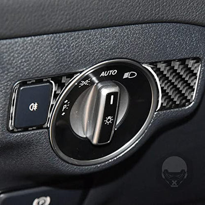 NVCNX Carbon Fiber Compatible with Mercedes-Benz C-Class W204 C250 C300 C350 C63 AMG 2011 2012 2013 2014 Sedan /2012-2015 Coupe Accessories Dash Headlight Switch Cover Interior Trim Sticker Decal 2PCs - color: Dash Headlight Switch Button Trim - for 2011+