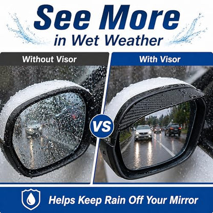 2PCS Side Mirror Visor Rain Guards, Car Rear View Mirror Rain Cover, Silicone Rain Shield, Mirror Cover Rubber Visor Guard