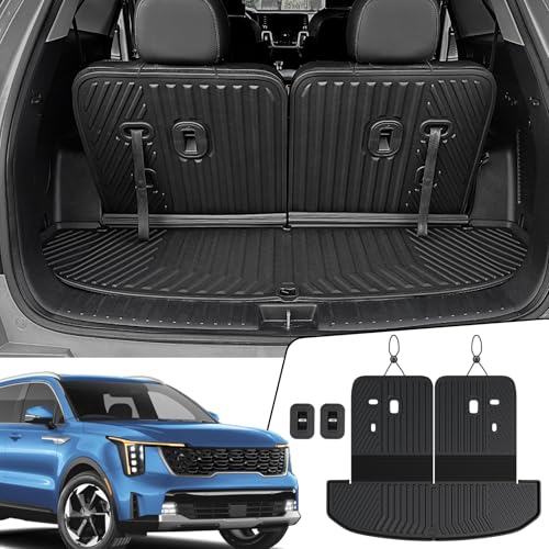 Cargo Mat with Backrest Mats 2-in-1 for 2021-2024 2025 2026 Kia Sorento 6/7 Seats Car Mat Accessories, All Weather TPE Interior Trunk Cargo Liner(Cargo Mat with Backrest Mats) - style: Cargo Mat with Backrest Mats