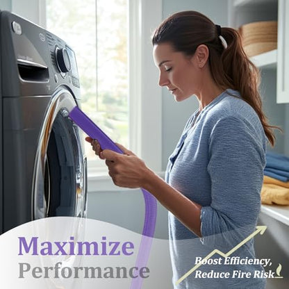 Fullclean Dryer Vent Lint Vacuum Atttachments for Dyson V15 V15s Gen5 V12 V11 V10 V9 V8 V7 Detect Absolute Cyclone Outsize Slim Vacuum Cleaner Crevice Flexible Dryer Lint Remove Tool Cleaner Kit - style: Dryer Hose and Brush Purple