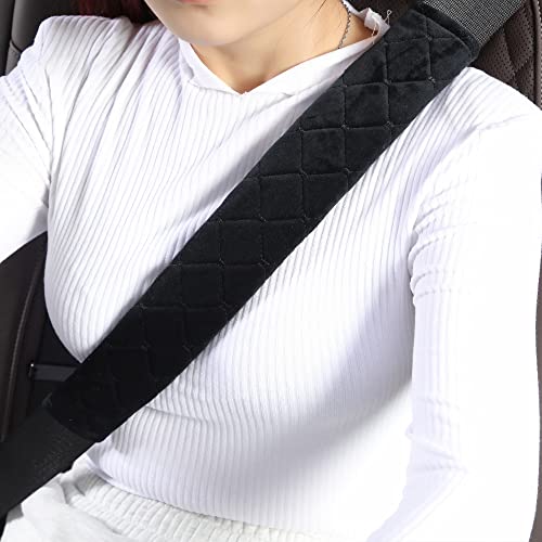 Seat Belt Cover Pad Car Accessories Car Seat Belt Pads Seatbelt Cushion Seatbelt Covers seat Belt Cover pad for Adults (2 Pack Black 15.5in)