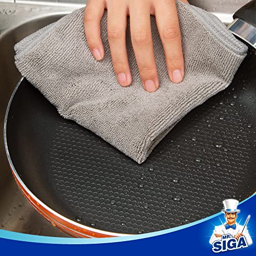 MR.SIGA Microfiber Cleaning Cloth, All-Purpose Microfiber Towels, Streak Free Cleaning Rags, Pack of 12, Grey, Size 32 x 32 cm(12.6 x 12.6 inch) - color: Grey