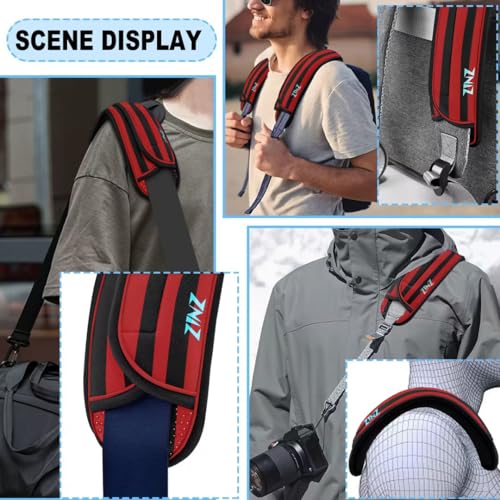 ZINZ 2-Pack Universal Shoulder Pad with Ultra Thick Cushion for Bag Luggage Bag Crossbody, Plus Long & Anti-Slip & Breathable,Black red Black - color: Black red Black