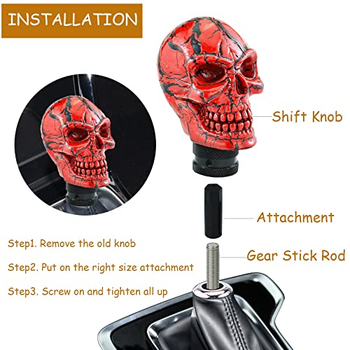 Skull Gear Speed Shift Stick Head Fit Most Cars - color: Red Pattern