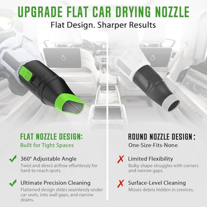 Sealegend Car Drying Nozzle Compatible with EGO Leaf Blower Models 530 575 580 615 650 670 765, Compact Nozzle Attachment for Easy Snow & Leaves Removing, 360°Rotation & Scratch Protection, 9.5 in. - color: Green