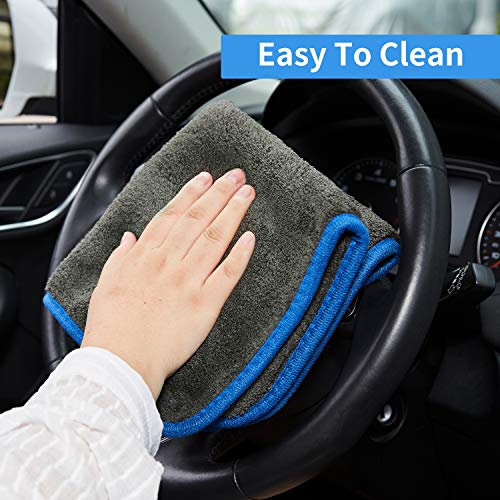 BMLEI Car Wash Brush with Long Handle, Microfiber Towels Car Wash Kit Cleaning Supplies, Car Wash Mop Mitt with 2 Replacement Head , Extension Pole Car Brush Cleaning Kit for Cars Trucks - color: Yellow Mop With Black Washing Cloth