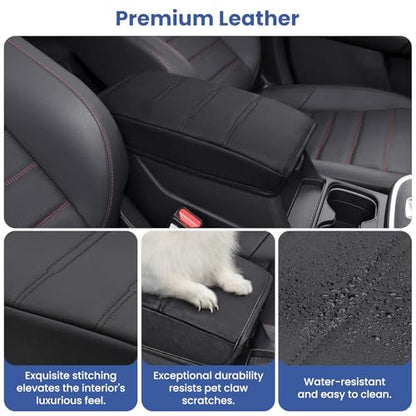 Center Console Cover for Honda CRV 2026 2025 2024 2023, Upgraded PU Leather Thick & Soft Armrest Cover for CRV 2023-2026 (Black Stitching) - color: Black Stitching