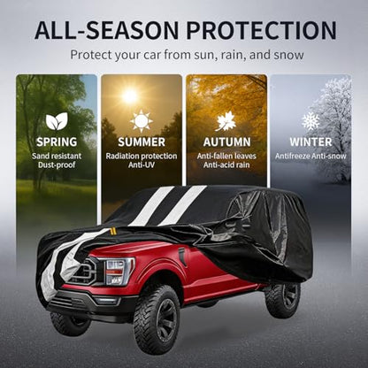 Truck Cover with Camper Shell Topper, Universal Fit Ford F-Series,Chevy Silverado,Dodge Ram,GMC Sierra and Toyota Tundra etc,Truck Cover Waterproof All Weather with Zipper(Length:228 to 242 inch) - size: Truck with Shell(Length:228 inch to 242 inch)