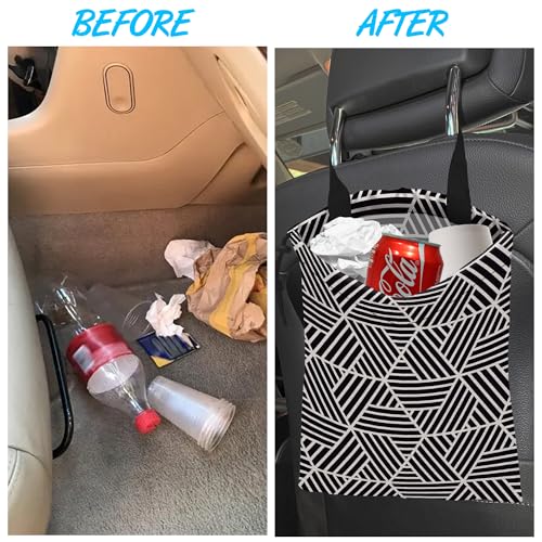 Car Trash Bag Hanging White Daisy Car Trash Can Waterproof Garbage Bag Hanging for Car Back Seat - color: White Daisy