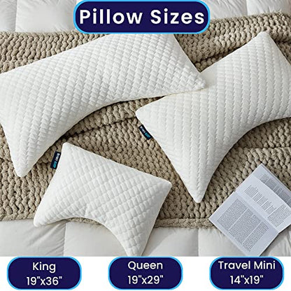Sidney Sleep Mini Travel Size Neck Pillow - Knee, Back Lumbar and Support - Small Curved Pillow - 14 x 19 Inches - Adjustable Loft - Washable - Drawstring Backpack Included (White) - color: White, size: Travel Mini