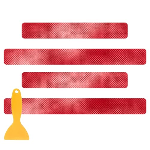 Red Door Sill Guard Protector, 4PCS 3D Carbon Fiber Anti-Scratch Door Entry Edge Bumper Sill Scuff Plate Trim, Front/Rear Door Threshold Protector Cover Sticker Strips - color: Red