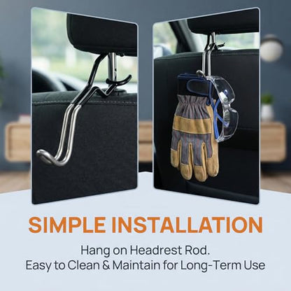Hard Hat Holder for Truck, Hard Hat Hanger for Truck, Car Seat Hooks for Headrest, Organizer for Safety Vest, Jackets, and Bags, 6.1 x 1.72 in