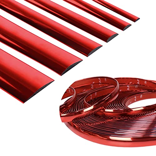 Chrome Red Car Motor Bike Self-Adhesive Exterior and Interior Molding Trim Universal Dashboard Bumper Window Door Body Side Decorative Strip Scratch-Proof (Width: 1/2 inch (12mm), 25Ft) - size: 25Ft, style: Width: 1/2 inch (12mm)