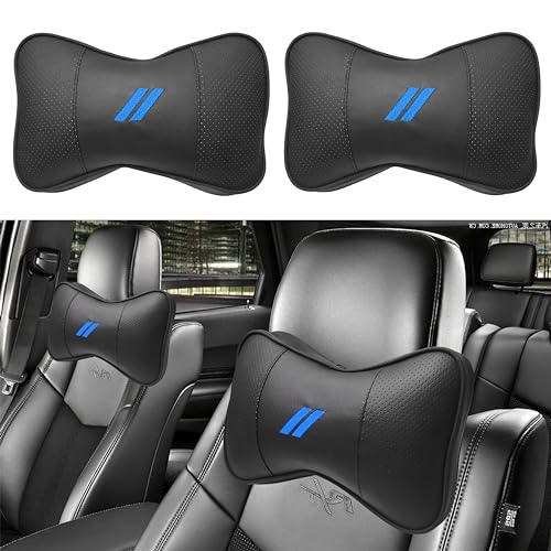 YOSRTER 2 PCS Neck Pillow for Dodge Charger Challenger Durango Journey Universal Fit to All Dodge Comfortable Soft Driving Seat Headrest Pillow Removable Neck Support for Dodge Accessories（Blue Trim） - color: Bule Trim