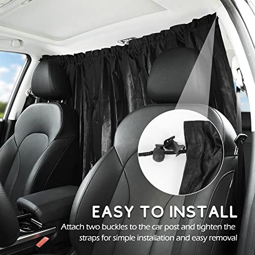 ZATOOTO Car Curtains - Divider Privacy Window Sun Shade - Side Windshield Magnetic Sunshades Covers - Travel Removable Simple - color: Black Faux Silk Louvered–Divider 1PC