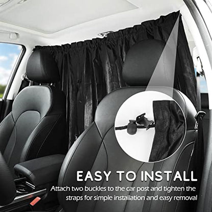 ZATOOTO Car Curtains - Divider Privacy Window Sun Shade - Side Windshield Magnetic Sunshades Covers - Travel Removable Simple - color: Black Faux Silk Louvered–Divider 1PC