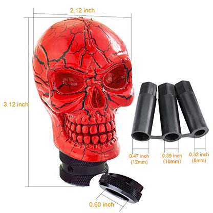 Arenbel Skeleton Car Racing Shift Stick Speed Grip Knob Skull Gear Lever Shifter Handle Fit Most Manual Auto Transmissions, Red Pattern - color: Red
