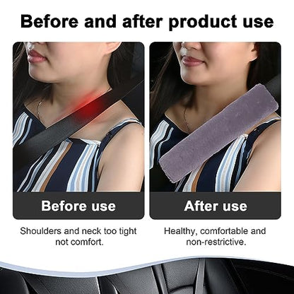 Ziciner 2 Packs Car Seatbelt Covers Shoulder Pad, Universal Soft Faux Sheepskin Shoulder Cover for Comfortable Driving, Fluffy Seat Belt Protector Help to Protect Your Neck and Shoulder (Grey) - color: Grey