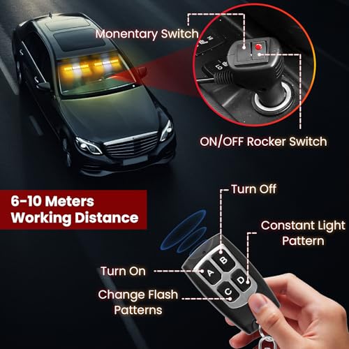 Amber and White Traffic Advisor Strobe Lights Bar For Vehicles Trucks Wireless Remote Control 23 Flash Patterns 2pcs 12.8 inch LEDs Flashing Warning Lights - color: Amber White