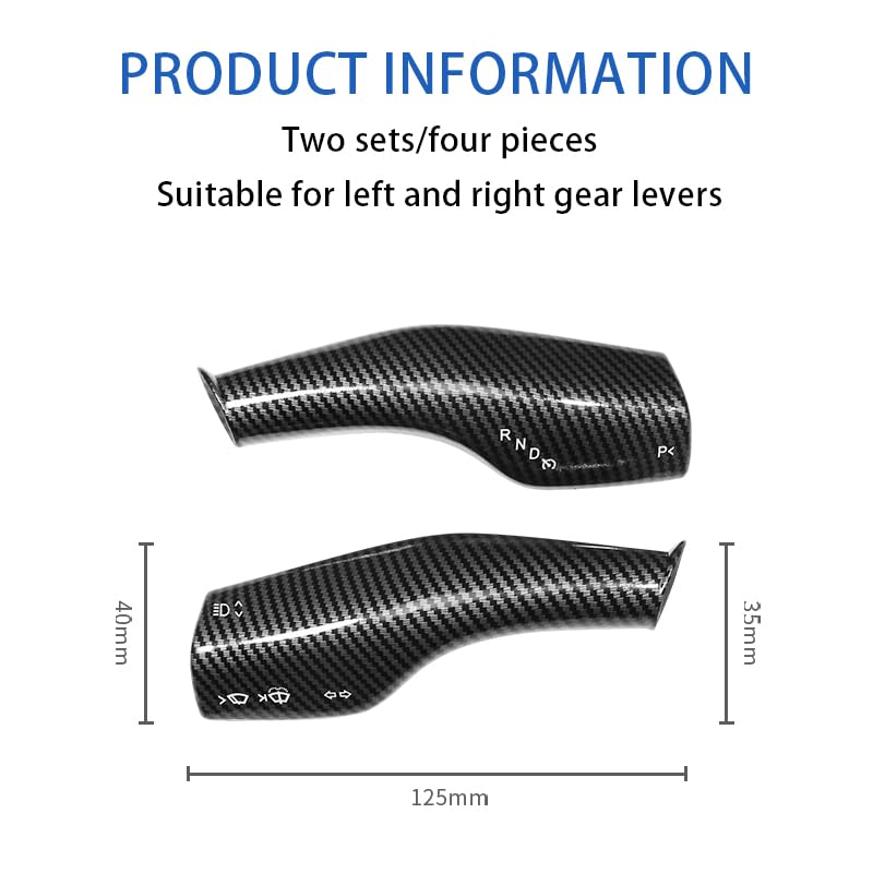 FOAN Steering Lever Cover, Carbon Fiber Car Gear Shift Lever Covers Compatible with Tesla Model 3/Y, Full Protection Gear Shift Cover Accessories, 4PCs, Black - color: Black