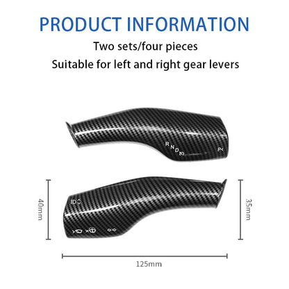 FOAN Steering Lever Cover, Carbon Fiber Car Gear Shift Lever Covers Compatible with Tesla Model 3/Y, Full Protection Gear Shift Cover Accessories, 4PCs, Black - color: Black