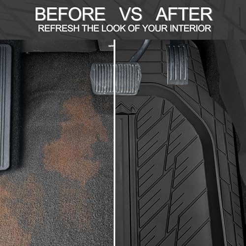 CAR PASS 3 Row Heavy Duty Rubber Car Mats, Deep-Dish All-Weather Floor Mats for 7 Seats 8 Seater 2nd & 3rd, Waterproof Universal Trim to Fit Liner Van,SUV,MPV,7 Passengers Vehicle,(Black 3 Row) - color: Black 3 Row