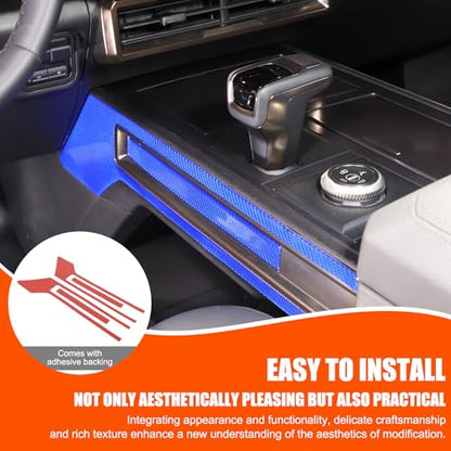 for Hummer EV Accessories Car Center Console Gear Shift Panel Cover Trim Real Carbon Fiber Interior Trim Cover for Hummer EV Pickup SUV 2024 2025 4PCS (Blue)