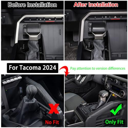 Aunginsy Car Gear Shifter Hand Brake Trim Cover Compatible with Toyota Tundra 2022+, Sequoia 2023+ & Tacoma 2024+, Automatic Center Console Gear Shift Head Knob Scratch Protector Cover ABS Accessories - color: Matte Black(A)