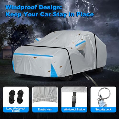 Car Covers for 2004-2026 Audi A6/S6, Waterproof Custom-fit All Weather Sun Rain UV Dust Snow Protection Outdoor A6 Full Car Cover with Door Zipper and Cotton Lining-Gray - size: A6 Cover