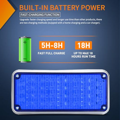 Nilight 2PCS Blue Strobe Magnetic Lights Portable Warning Hazard Light Surface Mount Waterproof 5 Patterns for 12V 24V Off Road Eergency Vehicles - color: 42LED Blue