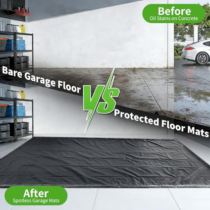HAFIDI® Garage Floor Mat(8'6" x 22') Heavy Duty PVC Under 1.2" Raised Car Containment Mat Waterproof Oil-Proof Non-Slip Against Snow Rain Mud All-Weather Easy to Clean - size: 8.6 x 22 FT Mats