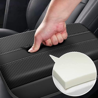 AOMSAZTO Black Carbon Fiber Armrest Heightening Pad for 2011 2012 2013 2014 2015 2016 2017 2018 2019 Ford Explorer - color: Carbon Fiber