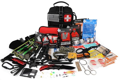 Survival First Aid Kit, 190 Pcs Survival Gear and Medical Supplies, Military IFAK EMT Molle Tactical Pouch for Outdoor, Camping, Hiking, Car, Vehicles and More - color: Black
