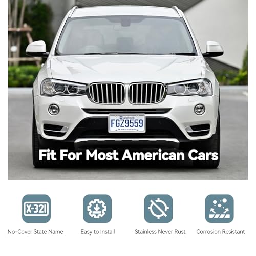Ohuhu License Plate Frames, 2 Pcs 4 Holes Slim Stainless Steel Polish Mirror License Plate Frame + Chrome Screw Caps (Silver) - style: Silver - 4 Holes