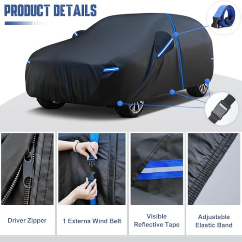 Kayme SUV Car Cover Custom Fit for Acura MDX, Toyota 4Runner, Kia Telluride, Mercedes Benz GLE 350 400 450 43,Windproof Upgraded & 100% Waterproof All-Weather Full Exterior Cover Sun Snow Protector. - size: Fit for MDX, Toyota 4Runner,Benz GLE,Telluride